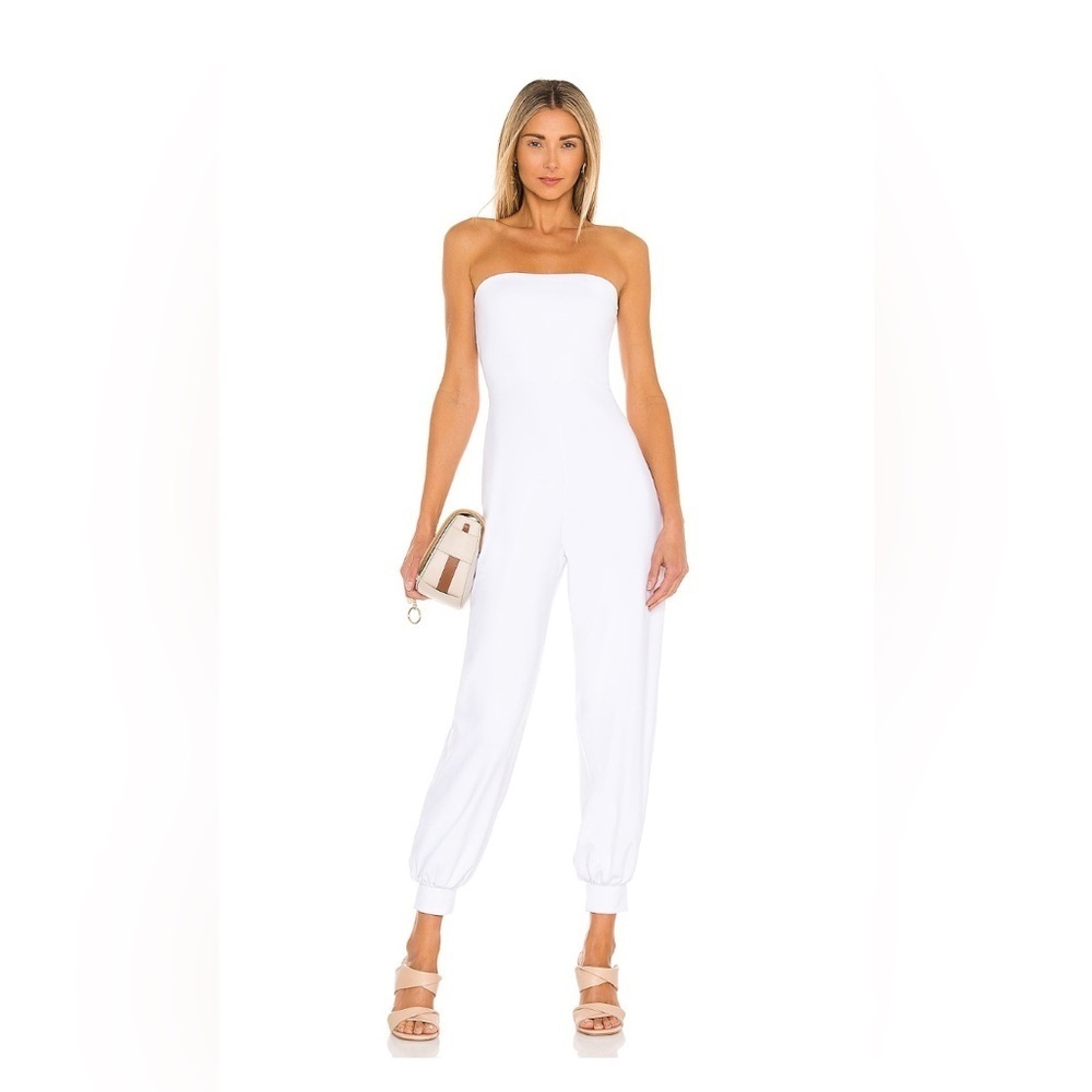 Susana Monaco Strapless Cuffed Ankle Jumpsuit in Sugar